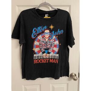 Elton John Rocket Man Ladie's T-Shirt Medium  Official Merch Rhinestones bling